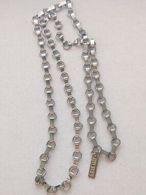 Vintage GIVENCHY Rectangular Chain Link Silver Tone Necklace